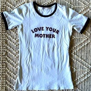 Vintage ringer tee - light blue + brown